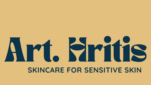 Logo of Art. Hritis skincare brand for sensitive skin on a beige background